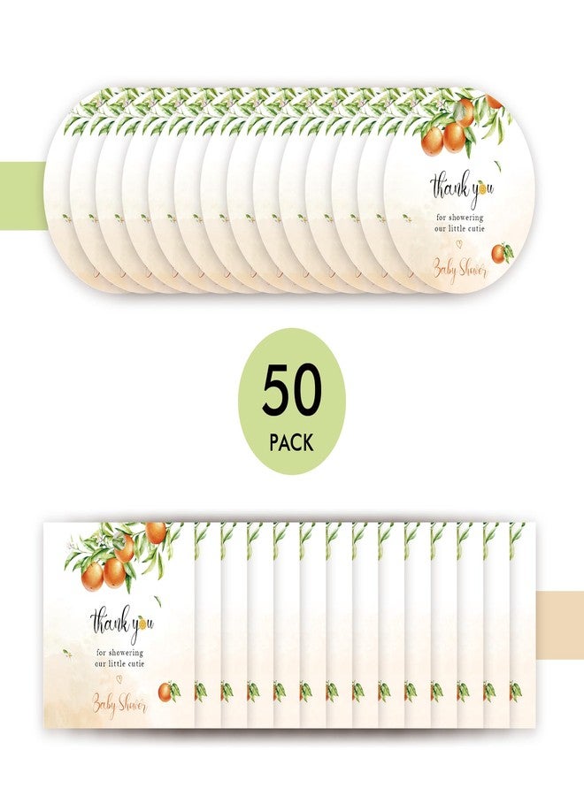 FORSHEEP 50pcs Orange Thank You Tags, Orange Gift Tag with String for Gender Reveal Party, Round Thank You Paper Tags for Little Cutie Birthday/Wedding Party Favors - Image 3
